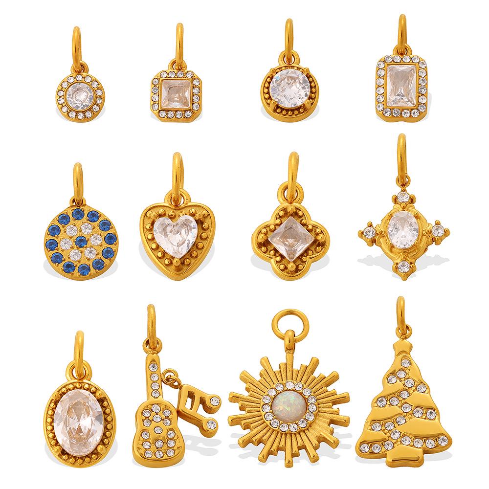 European & American Cross-Border Rhinestone Pendant - Luxury Retro Musical Note Guitar Ornament