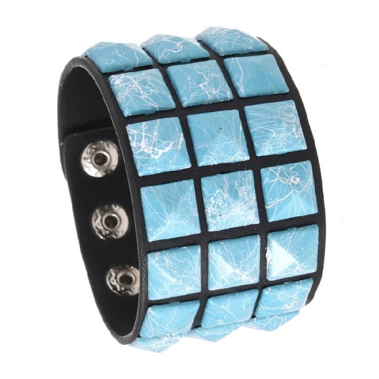 Bracciale in Pelle Comodo Borchie Quadrate Punk Bangle Regolabile per Uso Quotidiano Regalo Accessorio di Moda