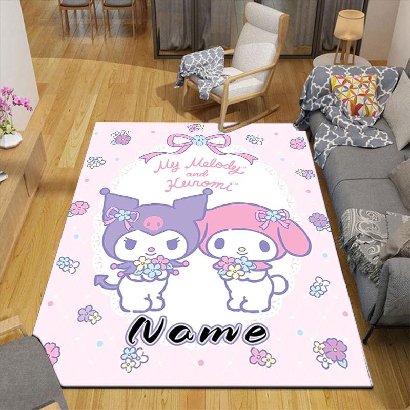 Custom 1Pc Melody Kuromi Flowers Rug Office Carpet Indoor Outdoor Entrance Doormat Nonslip Soft And Comfortable Living Room D2915287