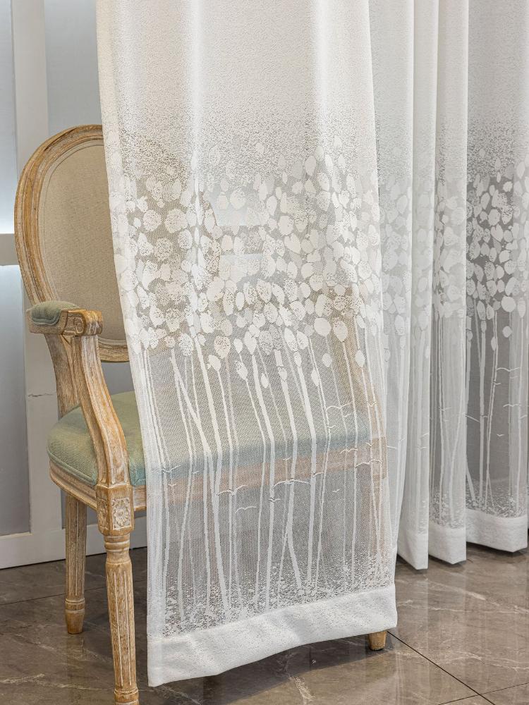 Hohler Jacquard Transparenter Vorhang Fensterscheibe Moderner Schlafzimmervorhang Wohnzimmer Erkerfenster