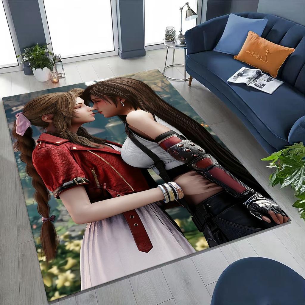 Cartoon Final Fantasy Sephiroth Cloud Tifa Game Rug for Bedroom Living Room Sofa Home Doormat Decor, Large Non-slip Floor Mat