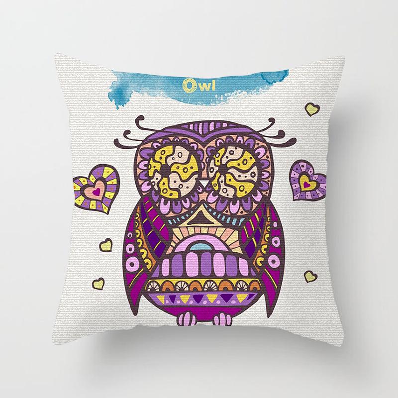 Cartoon Owl Pattern Throw Pillow Cover With Short Plush Print Living Room Sofa Decoration Cushion Cover Pillow Covers Decorative