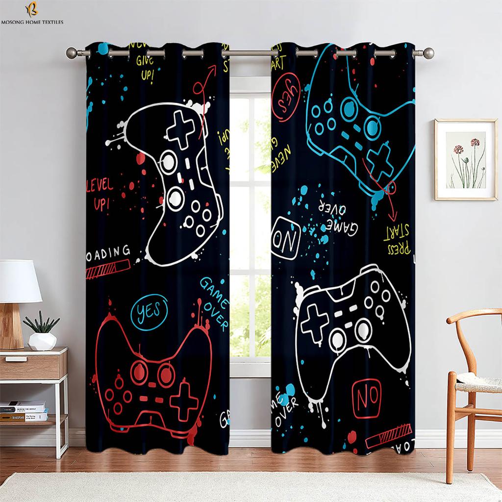 Cool Game Controller 3d Printed Curtains Suitable For Gaming Room Bedroom Study Room Decorative Curtains Home Decoration 2 PCS