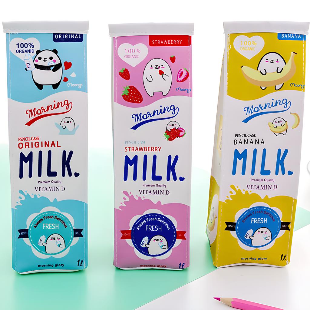 Kawaii Pencil Case Set of 3, Cute Milk Carton Pencil Aesthetic, 3 Colors, Multi-functional, Cosmetic Bag