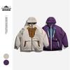 CROWD CITY Men's Winter Retro Color Block Patchwork Hooded Down Jacket Y396