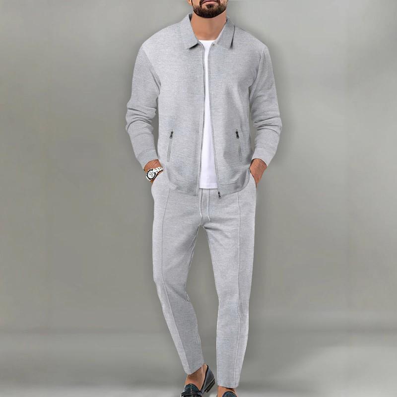 Mens Slim Fit Jacket Set Long Sleeve Cardigan Coat Pants Casual Outfit