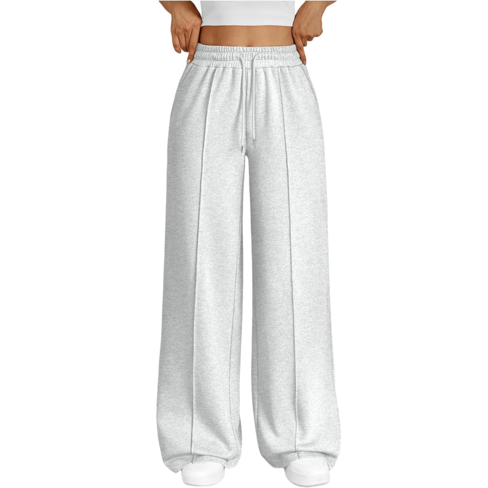 

Модные женские брюки с высокой талией, широкими штанинами, свободные, повседневные. Женские спортивные брюки на кулиске. XS белый