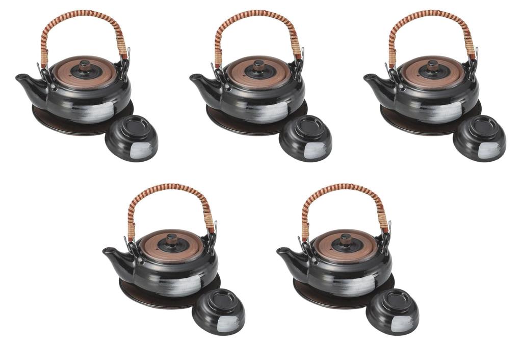Set of 5 Tenmoku Round Shape Dobinmushi x 6cm Dobinmushi Made in China Setomonohonpo [11 (320cc)]