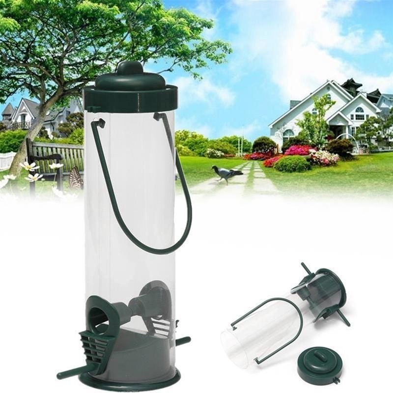Wild Bird Hanging Feeder Seed Container Hanger Garden Outdoor Feeding Green