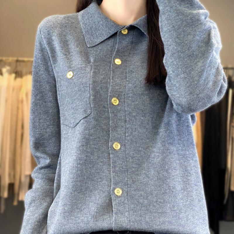 

YYFS женские модные повседневные однотонные принты осень-зима с длинным рукавом ПОЛО с воротником свободные свитера XXL серый