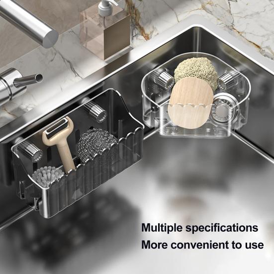 Sponge Holder Sink Storage Rack Drain Hole Design Strong Load-bearing Easy To Install Transparent Reusable Sink Drain Basket