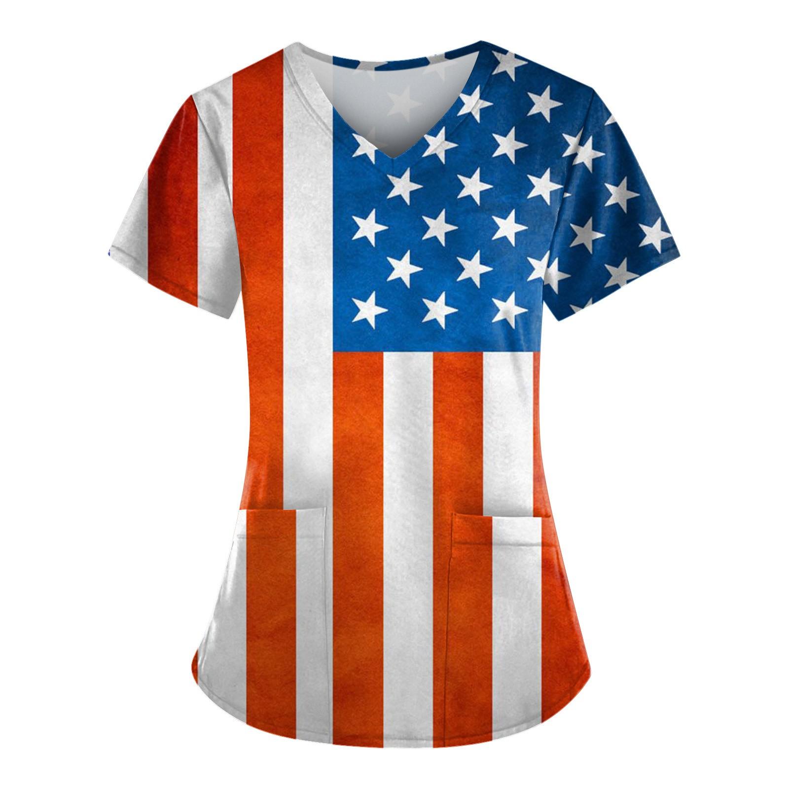 

Женская мода с v-образным вырезом, короткими рукавами и карманами, топы с принтом XXL синий