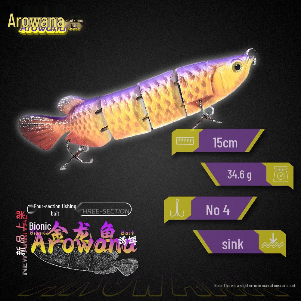 Golden Dragon Multi-jointed Sinking Fishing Lure, 4 Sections, 150mm/34.6g