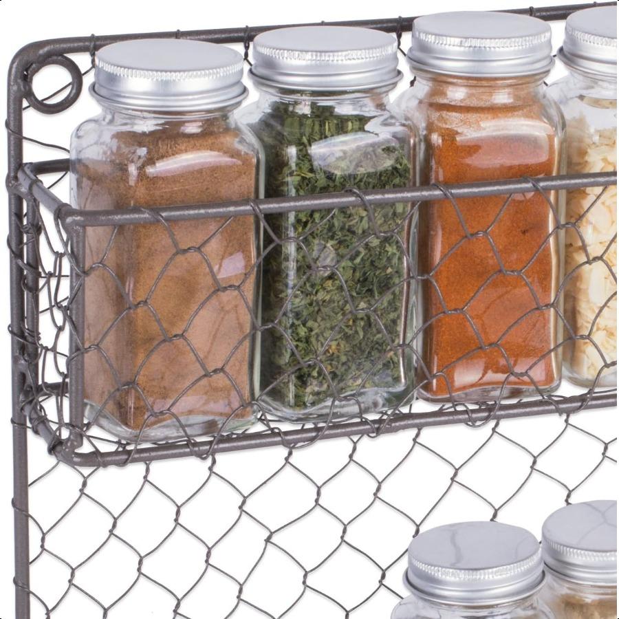 Farmhouse Vintage Decorative Metal Pantry Spice Rack Organizer 9.45Lx2.3Wx10H 2 Tier Spice Rack Rustic