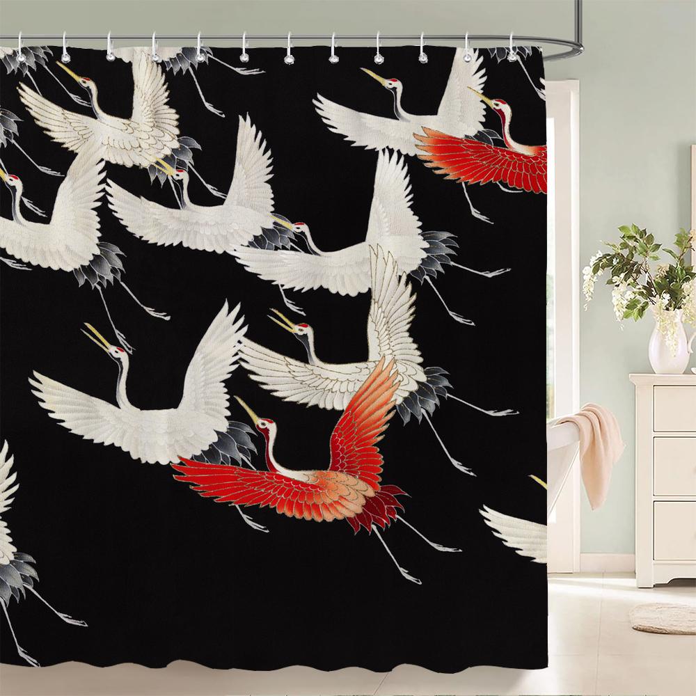 Chinese Style Flower and Birds Tree Shower Curtains Bath Curtain Waterproof Bathroom Decor With Hooks 3d Printing Bath Curtain