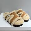 Autumn and winter retro Boken wool shoes for women's new outer wear plush thick-soled plush warm cotton shoes half slippers for women