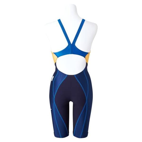 MIZUNO FX SONIC Prism Half Size FINA Swimming for Competitive Swimming and Challenge N2MG1231 Women's Suit, M, Navy/Yellow, (International Federation)