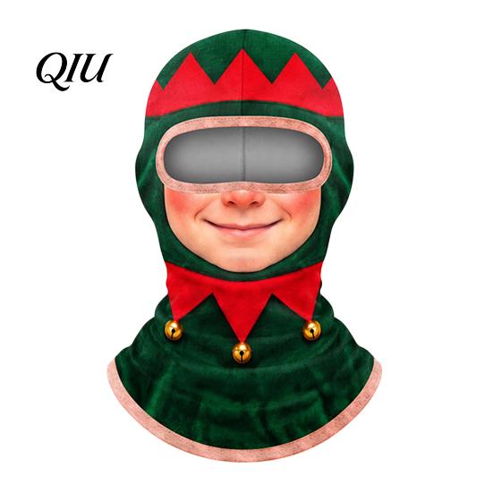Winter Skiing Balaclava Velvet Face Mask for Christmas, Santa Snowman Reindeer Elf Balaclava, Cold Weather Guard Windproof Neck Gaiter Outdoor