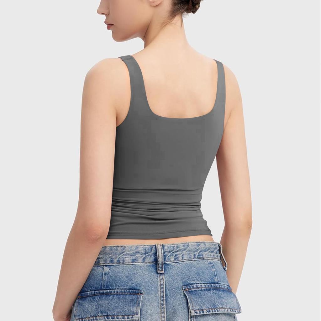 Women's Casual Sports Solid Color Bottom Vest, Wearing A Slim Fit Top On The Outside