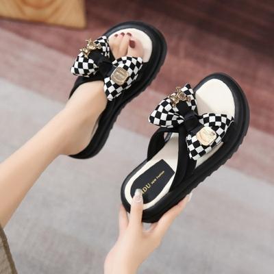 Womens Slippers 2025 Summer New High-End Bow Platform Comfortable Casual Sandals Soft Sole Fashion Sandals Women
