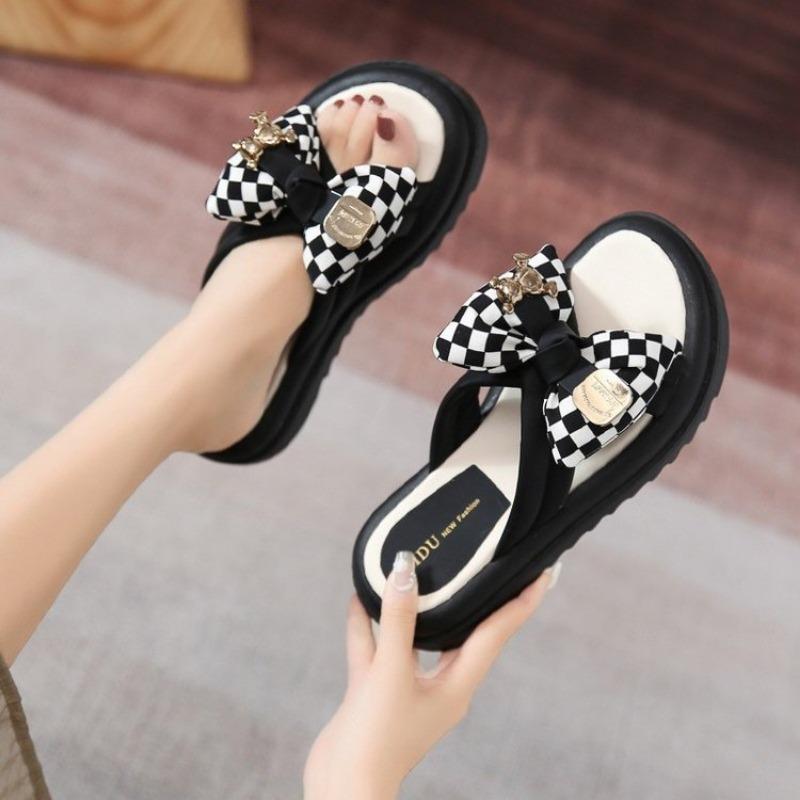 Fashion Womens Slippers 2025 Summer New High-End Bow Platform Comfortable Casual Sandals Soft Sole Fashion Sandals Women