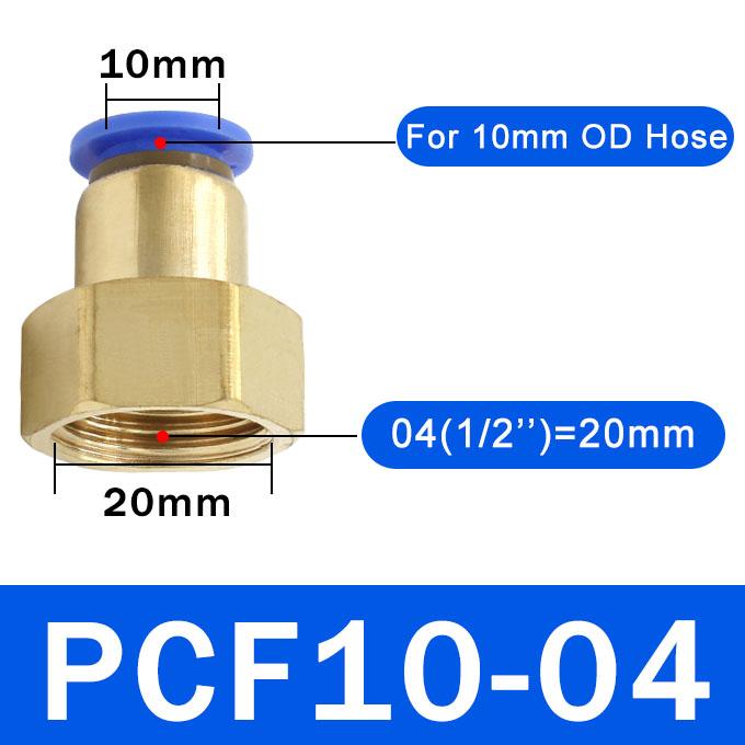 10PCS PCF Pneumatic Air Connector 4 6 8 10 12mm Hose Tube 1/8" 3/8" 1/2" 1/4" BSP Female Thread Brass Quick Pipe Joint Fitting PCV Valves 1