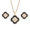 Four-Leaf Clover Necklace Women'S Light Luxury Design Versatile Zircon Flower Pendant Exquisite Set
