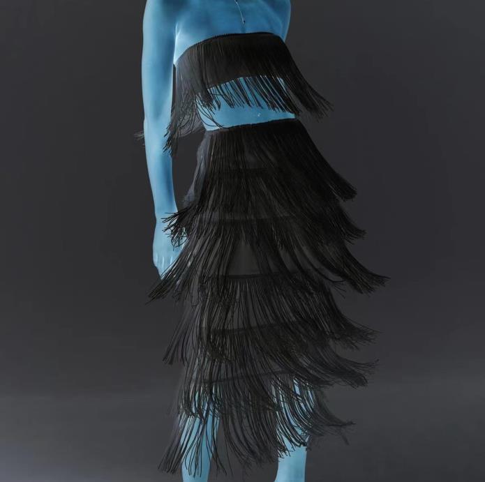 

Комплект из двух частей: топ-труба на одно плечо и длинная юбка с кисточками 2022 года M чёрный