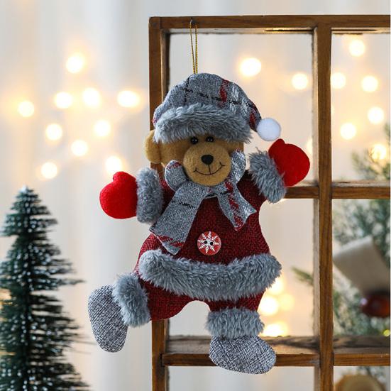 Christmas Plush Ornaments Cute Snowman Santa Elk Bear Doll Hanging Pendant Christmas Tree Decoration for Walls Windows Doors Home Decor