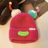 Autumn and winter warm ugly cute funny cartoon sausage mouth wool hat female cute big head circumference knitted ear protection hat tide