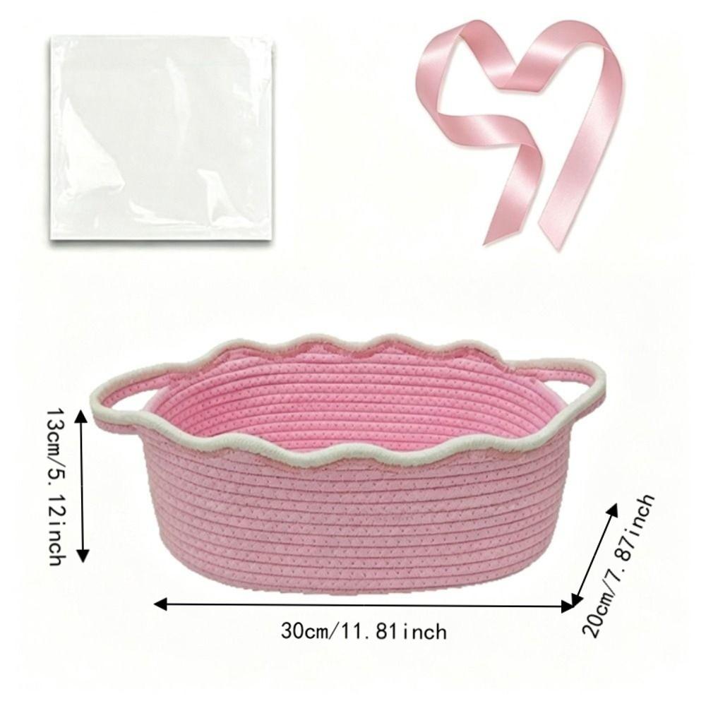 With Handles Cotton Rope Woven Basket Oval Sundries Storage Organizer Laundry Hamper  Nursery