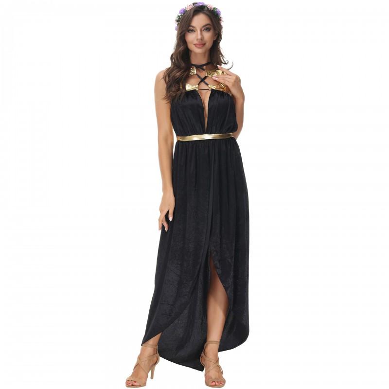 Halloween Greek Goddess Dress Ancient Mythology Robe Cleopatra Costume Party Stage Performance Cosplay Womens Fancy