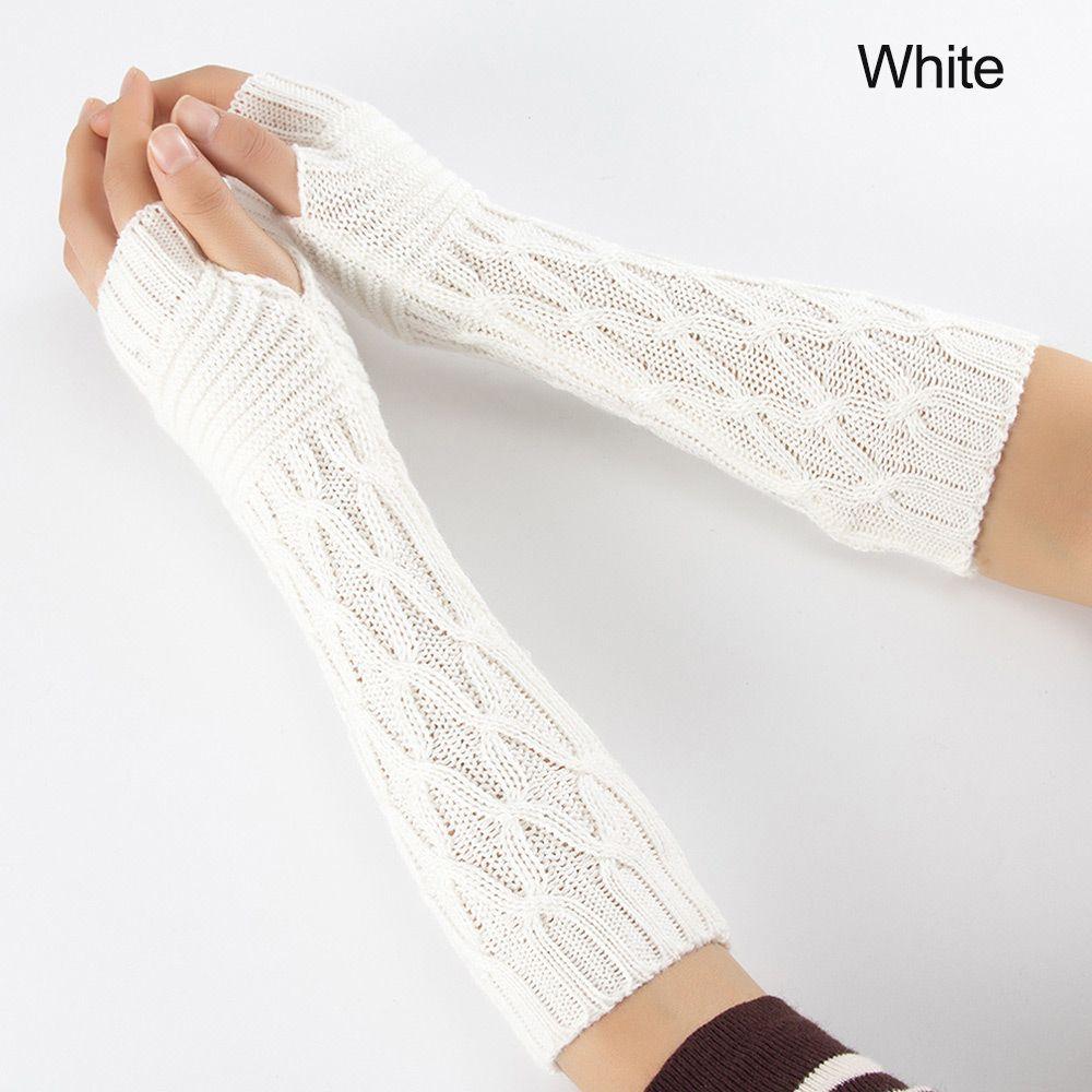 

Мужские Женские Эластичные Толстые Теплые Длинные Вязаные Перчатки Митенки без пальцев Конфетного Цвета