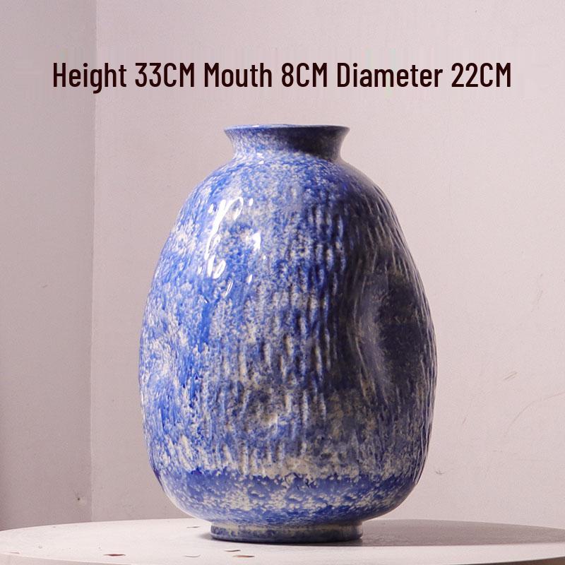 Nordic Minimalist Blue Ceramic Vase for Living Room Flower Arrangements