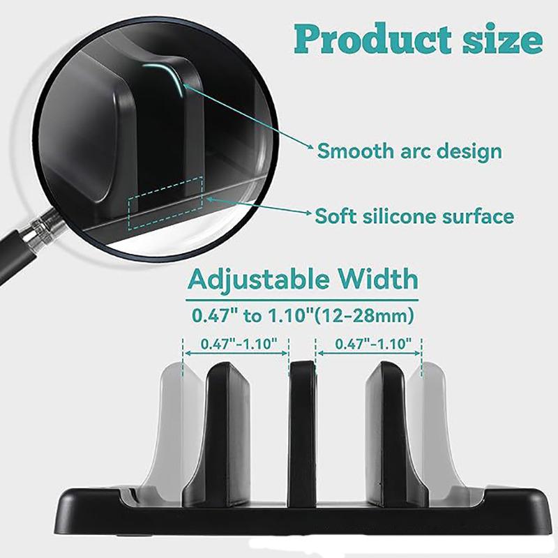 Dual-Slot Vertical Laptop Stand Holder Adjustable Double Desktop Notebook Dock Space-Saving for MacBook HP Dell Chrome Book iPad