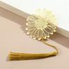 1Pc Golden Retro Art Metal Plant Vein Bookmark with Tassel Reading Book Accessories Index Tab Fringe Gift for Teachers Students