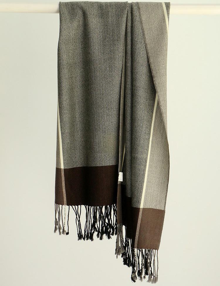 Mary 2016 Autumn and Winter Herringbone Pattern Business Men's Wool Scarf Gray Brown Two-color Warm Cashmere Scarf