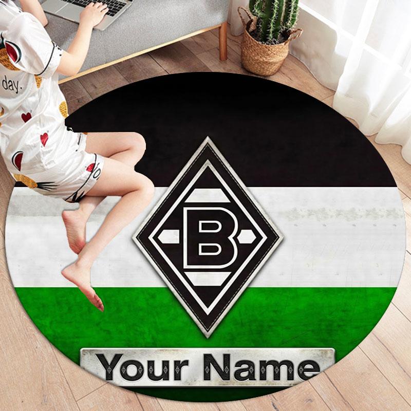 Borussia Custom Name Round Area Rug,Carpet Rug for Living Room Bedroom Sofa Playroom Decor,Non-slip Floor Mat
