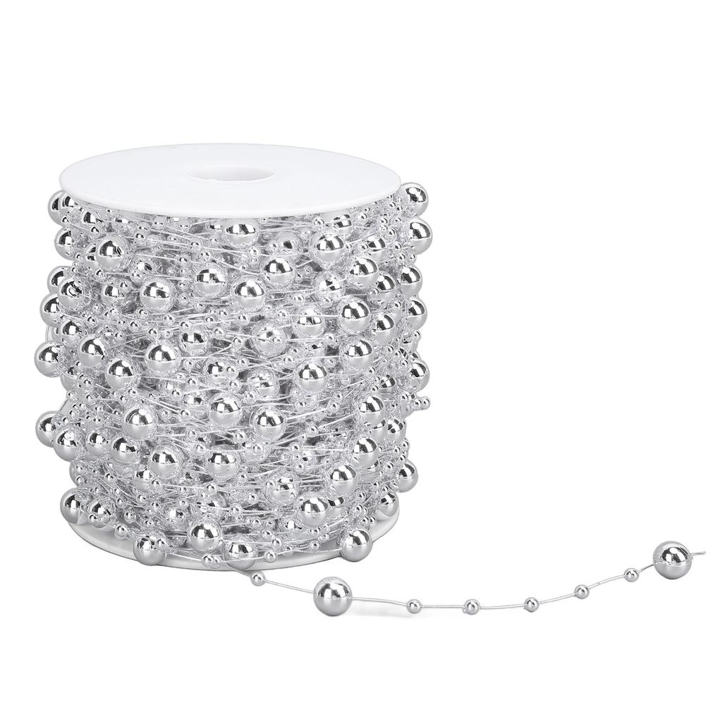 1 Roll Prl Bds Chain Artificial Prl Strand Trim String for Flower Wrth Wedding Bouquet Party Decoration