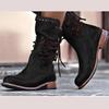 New Mid-Tube Boots Fashion Round Toe Sleeve Lace-Up Rivet Non-Slip Block Heel Single Shoes