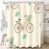 Creative Floral Bicycle Shower Curtain Home Decor for Bathroom Various Sizes Available (White)