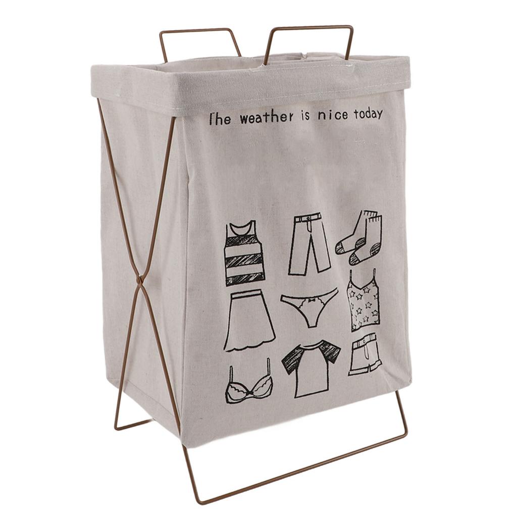 Collapsible Metal X Frame Laundry Hamper Waterproof Multifunctional Foldable Laundry Basket with