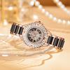 Imitation Ceramic Quartz Watch for Women Minimalist Rhinestone Dial Wristwatch