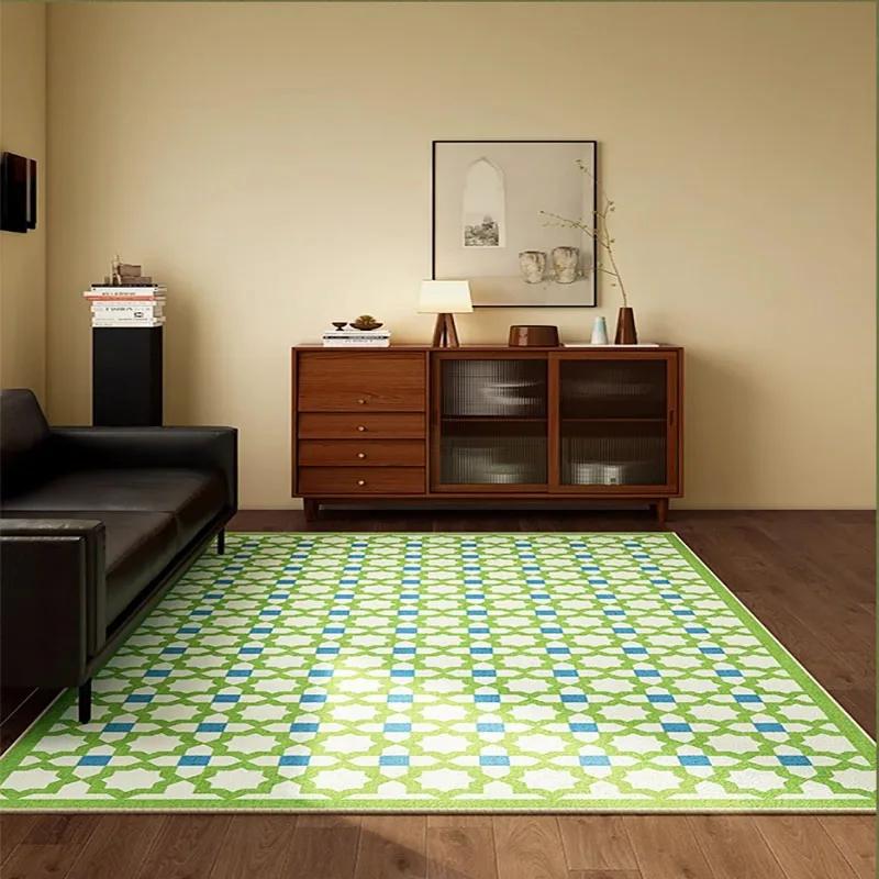 Green Polka Dot Carpet Floral Line Rugs Geometric Decoration Rug Minimalist Plaid Living Room Carpets Bedroom Easy Clean Carpet