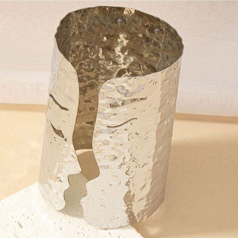 Metal Cuff Bangles Europe American Style Exaggerated Bracelet Human Face Wide Open Bangle  Women