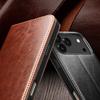 For IPhone 18 Pro / 18 Pro Max Retro Genuine Leather Flip Case with Stand & Built-in Card Holder Handmade Cowhide Business Cover
