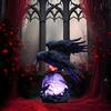 "Raven's Moonlight" Gotische Led Lamp – Mysterieuze Kraai Op Gloeiende Bol Sculptuur, 3D Holle Lantaarn Met Violet Licht