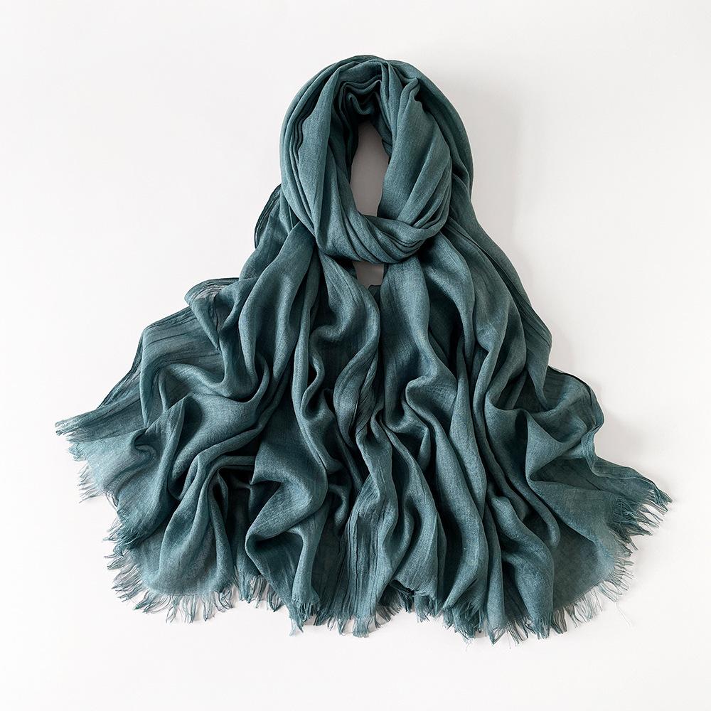 Summer versatile cotton and linen scarf shawl lengthened solid color yarn shawl sunscreen shawl simple scarf silk scarf women