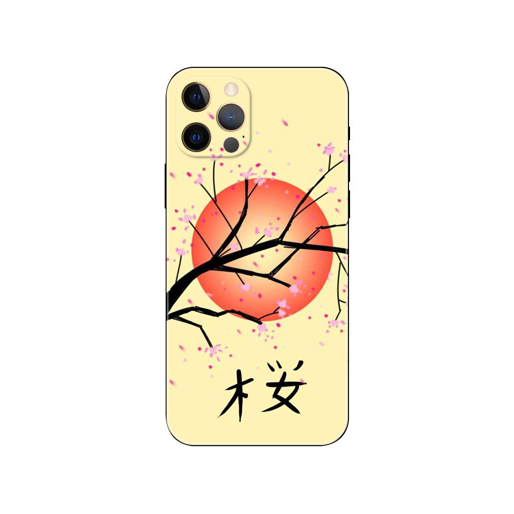 Paradise Japanese aesthetic phone case for iphone 5 2020se 6 6s 7 8 plus x 10 XR XS 11 12 13 mini pro MAX black tpu back cover