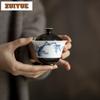 120ml Hand-painted Pine Blue And White Gaiwan Antique Tea Tureen Tea Bowl With Lid Kit Tea Maker Cover Bowl Tea Items Collection